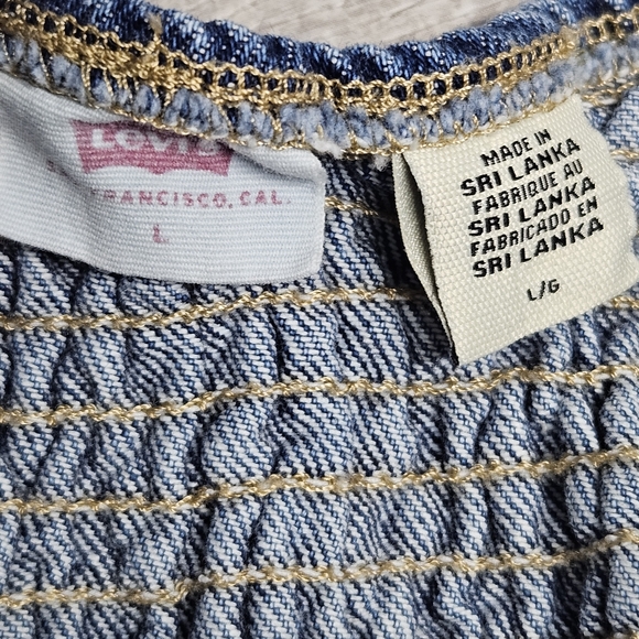 Levi's Daisy Denim Halter Top Size Large Festival Coachella Coquette - Picture 13 of 16